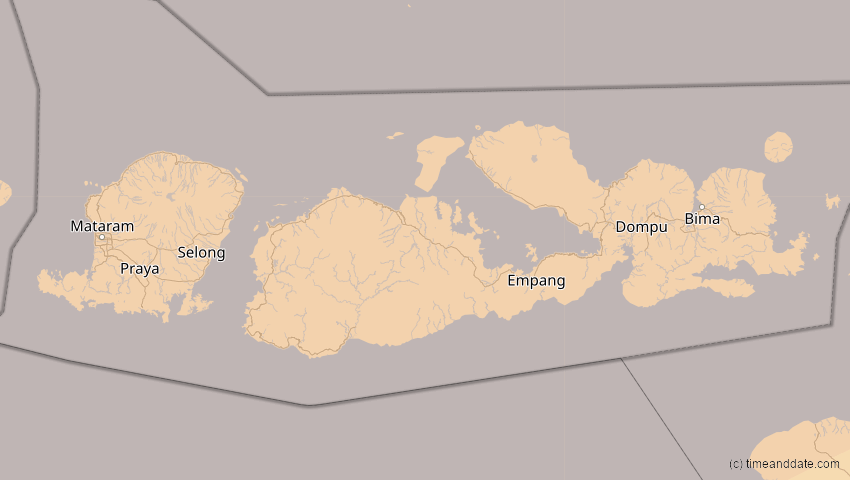 A map of Nusa Tenggara Barat, Indonesien, showing the path of the 26. Jan 2009 Ringförmige Sonnenfinsternis