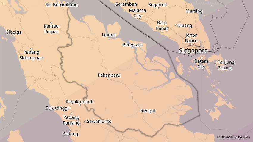 A map of Riau, Indonesien, showing the path of the 26. Jan 2009 Ringförmige Sonnenfinsternis