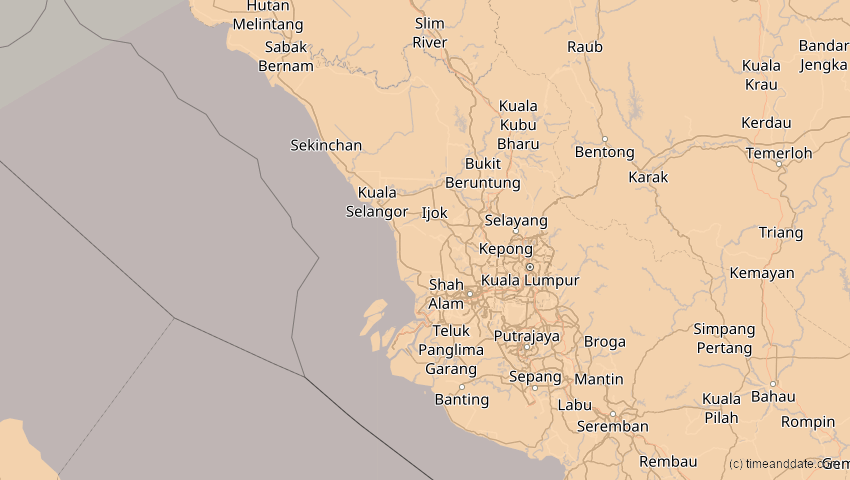 A map of Selangor, Malaysia, showing the path of the 26. Jan 2009 Ringförmige Sonnenfinsternis