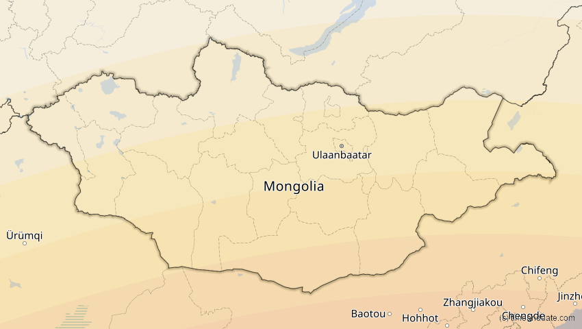 A map of Mongolei, showing the path of the 22. Jul 2009 Totale Sonnenfinsternis
