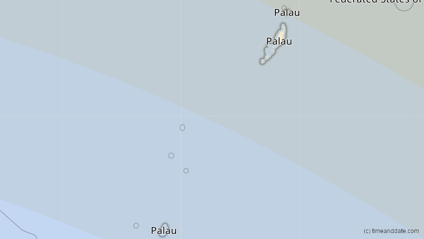 A map of Palau, showing the path of the 22. Jul 2009 Totale Sonnenfinsternis