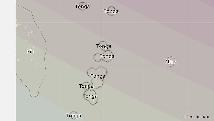 A map of Tonga, showing the path of the 22. Jul 2009 Totale Sonnenfinsternis