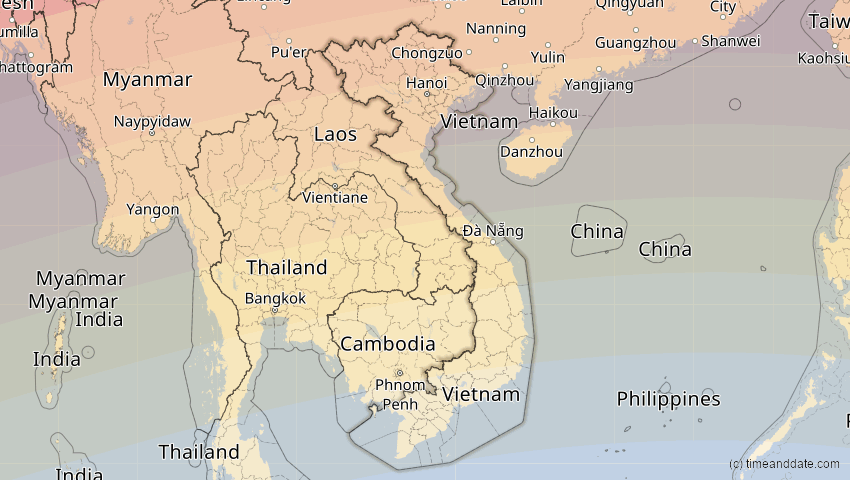 A map of Vietnam, showing the path of the 22. Jul 2009 Totale Sonnenfinsternis