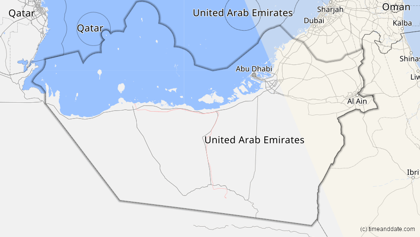 A map of Abu Dhabi, Vereinigte Arabische Emirate, showing the path of the 22. Jul 2009 Totale Sonnenfinsternis