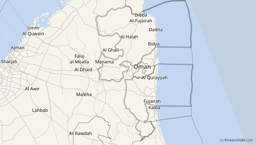 A map of Fudschaira, Vereinigte Arabische Emirate, showing the path of the 22. Jul 2009 Totale Sonnenfinsternis