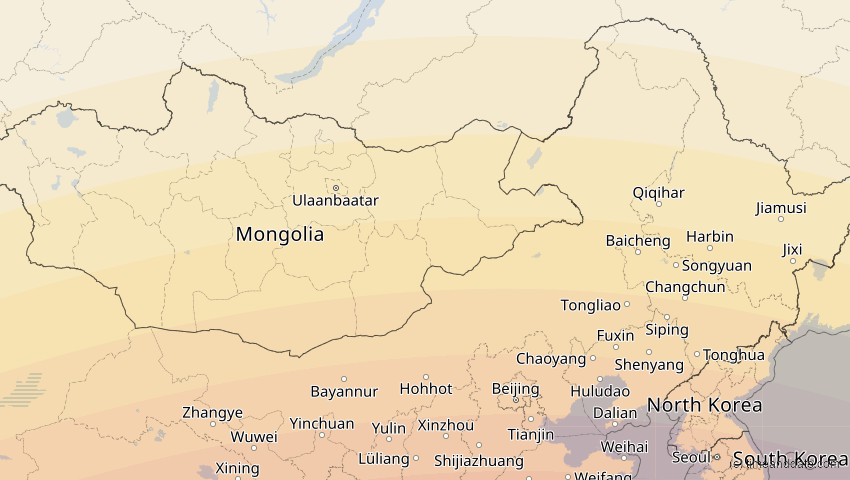 A map of Innere Mongolei, China, showing the path of the 22. Jul 2009 Totale Sonnenfinsternis