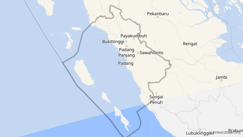 A map of Sumatera Barat, Indonesien, showing the path of the 22. Jul 2009 Totale Sonnenfinsternis