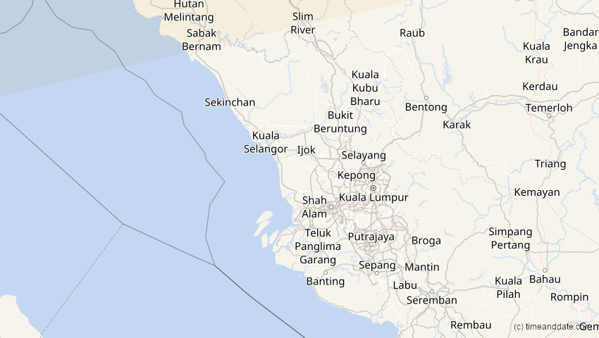 A map of Selangor, Malaysia, showing the path of the 22. Jul 2009 Totale Sonnenfinsternis