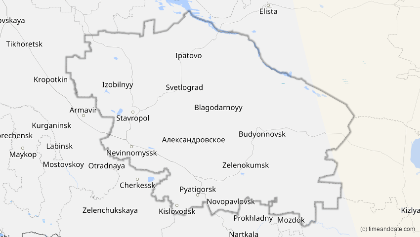 A map of Stawropol, Russland, showing the path of the 22. Jul 2009 Totale Sonnenfinsternis