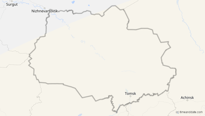 A map of Tomsk, Russland, showing the path of the 22. Jul 2009 Totale Sonnenfinsternis