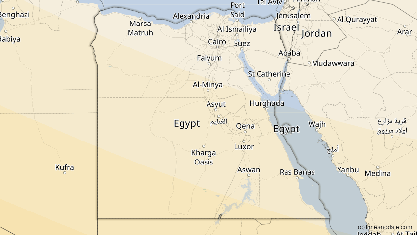 A map of Ägypten, showing the path of the 15. Jan 2010 Ringförmige Sonnenfinsternis