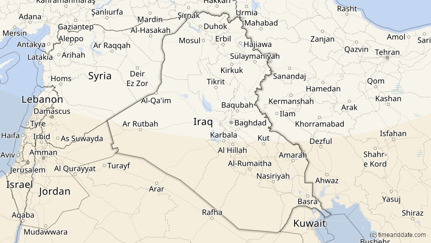 A map of Irak, showing the path of the 15. Jan 2010 Ringförmige Sonnenfinsternis