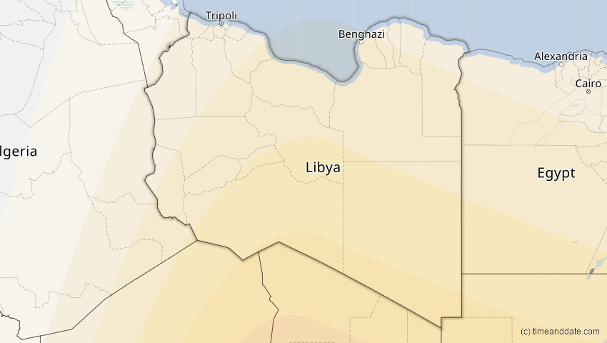 A map of Libyen, showing the path of the 15. Jan 2010 Ringförmige Sonnenfinsternis