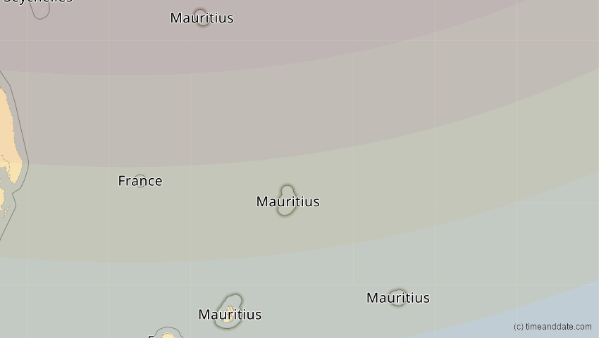 A map of Mauritius, showing the path of the 15. Jan 2010 Ringförmige Sonnenfinsternis