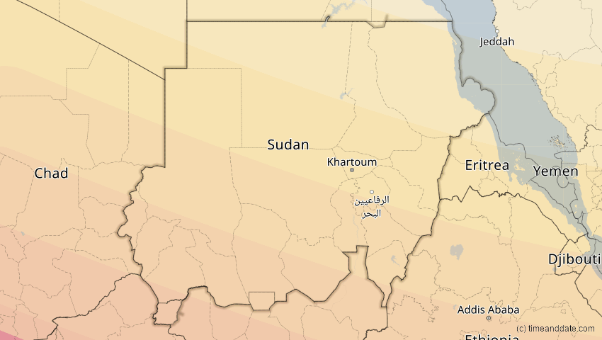 A map of Sudan, showing the path of the 15. Jan 2010 Ringförmige Sonnenfinsternis