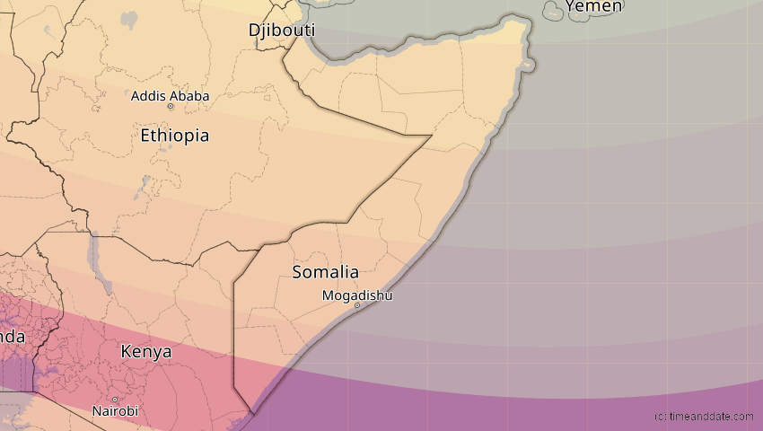 A map of Somalia, showing the path of the 15. Jan 2010 Ringförmige Sonnenfinsternis