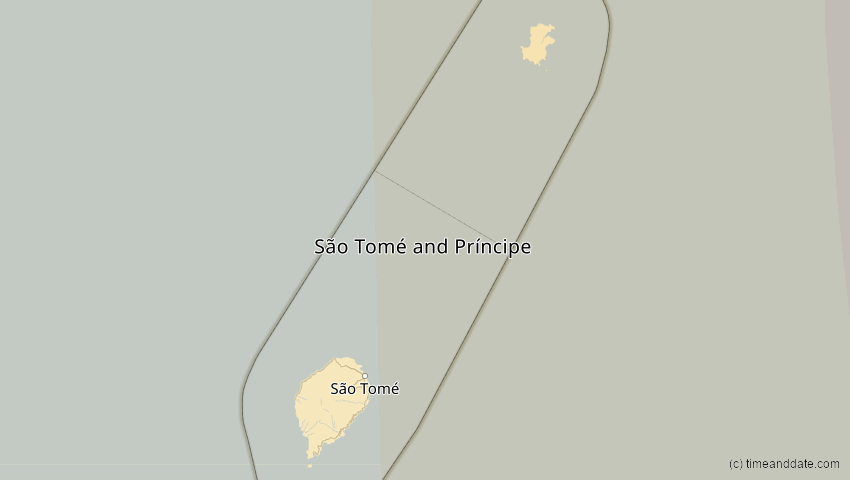 A map of São Tomé und Príncipe, showing the path of the 15. Jan 2010 Ringförmige Sonnenfinsternis