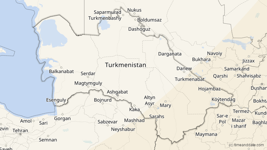A map of Turkmenistan, showing the path of the 15. Jan 2010 Ringförmige Sonnenfinsternis