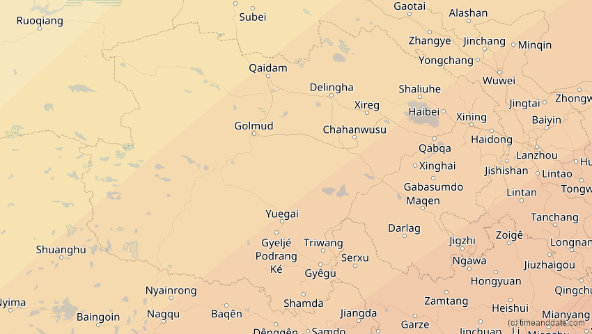 A map of Qinghai, China, showing the path of the 15. Jan 2010 Ringförmige Sonnenfinsternis