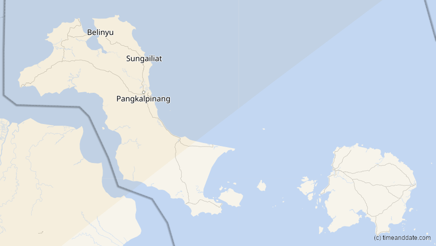 A map of Bangka-Belitung, Indonesien, showing the path of the 15. Jan 2010 Ringförmige Sonnenfinsternis