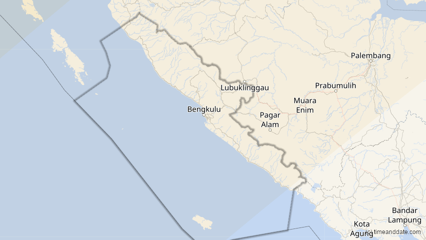A map of Bengkulu, Indonesien, showing the path of the 15. Jan 2010 Ringförmige Sonnenfinsternis
