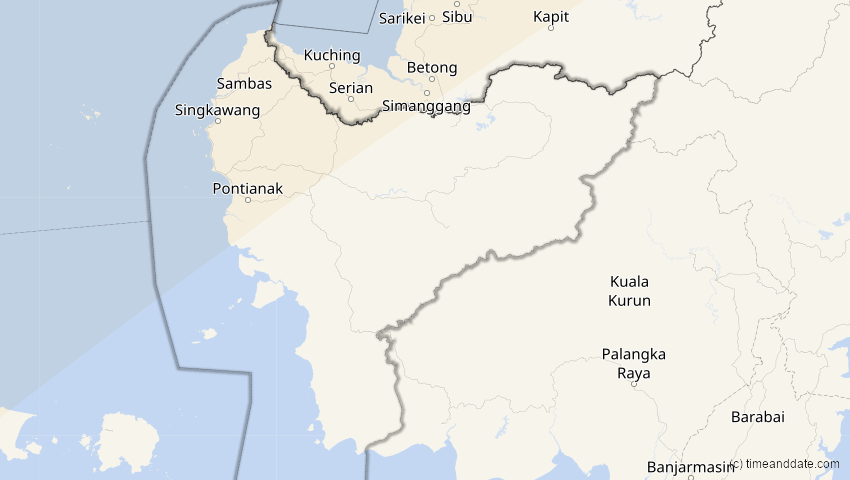 A map of Kalimantan Barat, Indonesien, showing the path of the 15. Jan 2010 Ringförmige Sonnenfinsternis