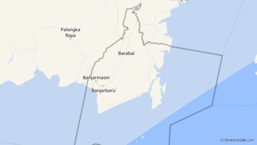 A map of Kalimantan Selatan, Indonesien, showing the path of the 15. Jan 2010 Ringförmige Sonnenfinsternis