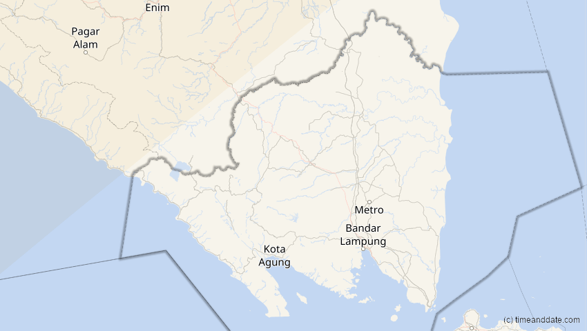 A map of Lampung, Indonesien, showing the path of the 15. Jan 2010 Ringförmige Sonnenfinsternis