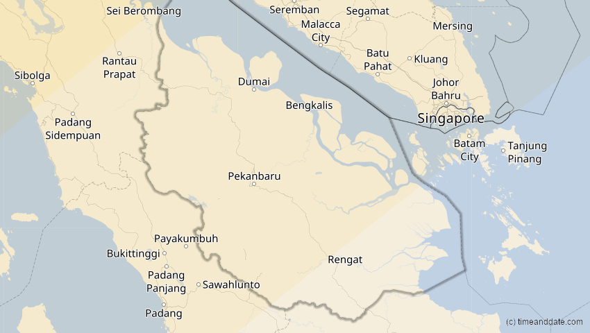 A map of Riau, Indonesien, showing the path of the 15. Jan 2010 Ringförmige Sonnenfinsternis