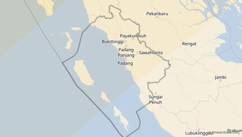 A map of Sumatera Barat, Indonesien, showing the path of the 15. Jan 2010 Ringförmige Sonnenfinsternis