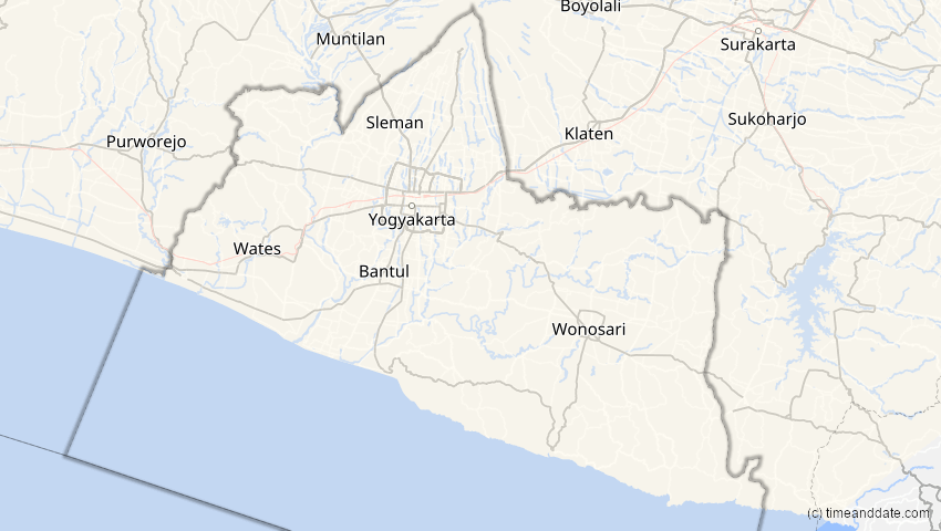 A map of Sonderregion Yogyakarta, Indonesien, showing the path of the 15. Jan 2010 Ringförmige Sonnenfinsternis