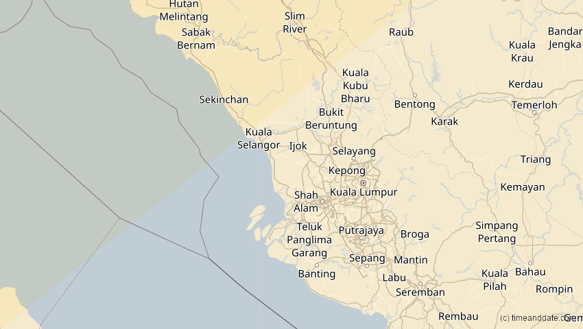 A map of Selangor, Malaysia, showing the path of the 15. Jan 2010 Ringförmige Sonnenfinsternis