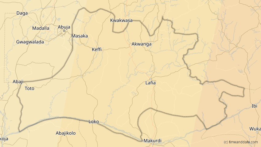A map of Nassarawa, Nigeria, showing the path of the 15. Jan 2010 Ringförmige Sonnenfinsternis