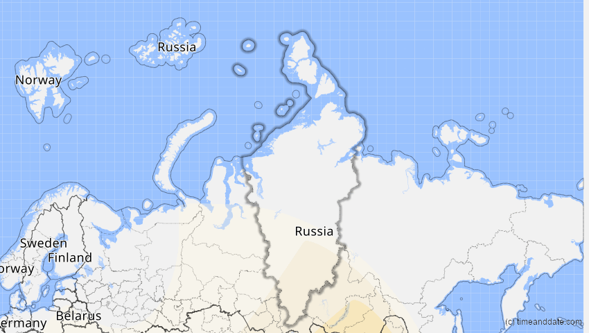 A map of Krasnojarsk, Russland, showing the path of the 15. Jan 2010 Ringförmige Sonnenfinsternis