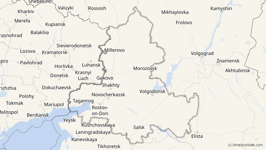 A map of Rostow, Russland, showing the path of the 15. Jan 2010 Ringförmige Sonnenfinsternis