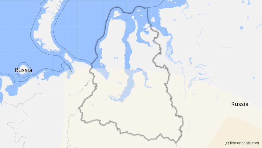 A map of Jamal-Nenzen, Russland, showing the path of the 15. Jan 2010 Ringförmige Sonnenfinsternis