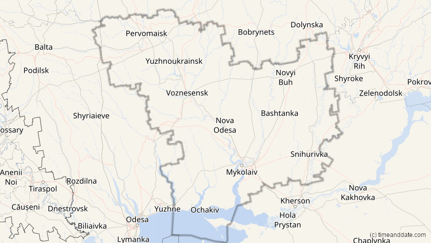 A map of Mykolajiw, Ukraine, showing the path of the 15. Jan 2010 Ringförmige Sonnenfinsternis