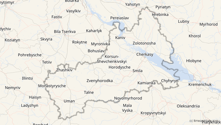 A map of Tscherkassy, Ukraine, showing the path of the 15. Jan 2010 Ringförmige Sonnenfinsternis