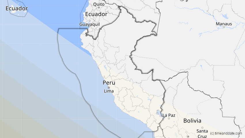 A map of Peru, showing the path of the 11. Jul 2010 Totale Sonnenfinsternis
