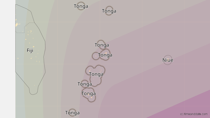 A map of Tonga, showing the path of the 12. Jul 2010 Totale Sonnenfinsternis
