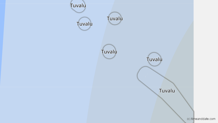 A map of Tuvalu, showing the path of the 12. Jul 2010 Totale Sonnenfinsternis