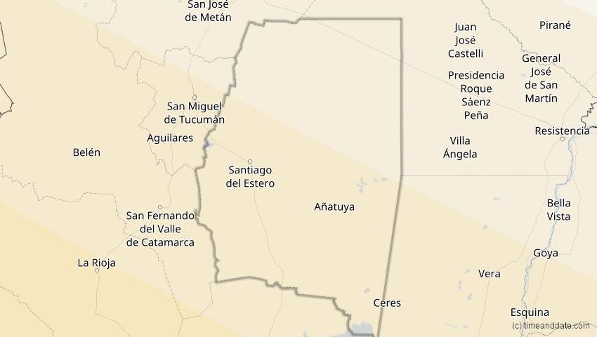 A map of Santiago del Estero, Argentinien, showing the path of the 11. Jul 2010 Totale Sonnenfinsternis