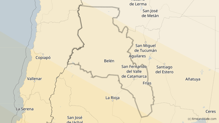 A map of Catamarca, Argentinien, showing the path of the 11. Jul 2010 Totale Sonnenfinsternis