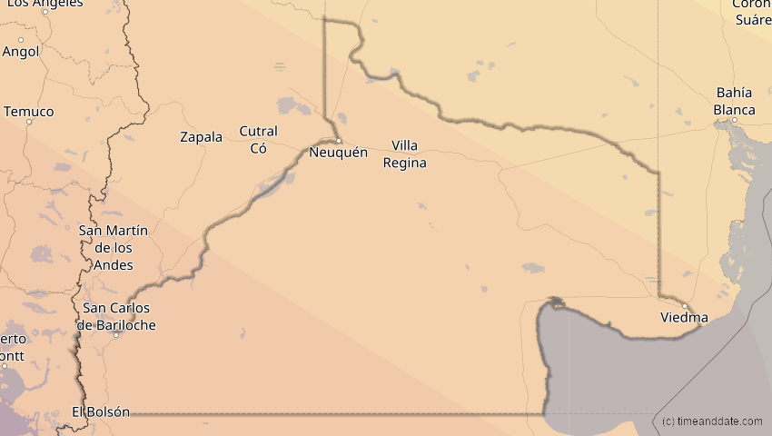 A map of Rio Negro, Argentinien, showing the path of the 11. Jul 2010 Totale Sonnenfinsternis