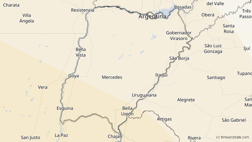 A map of Corrientes, Argentinien, showing the path of the 11. Jul 2010 Totale Sonnenfinsternis