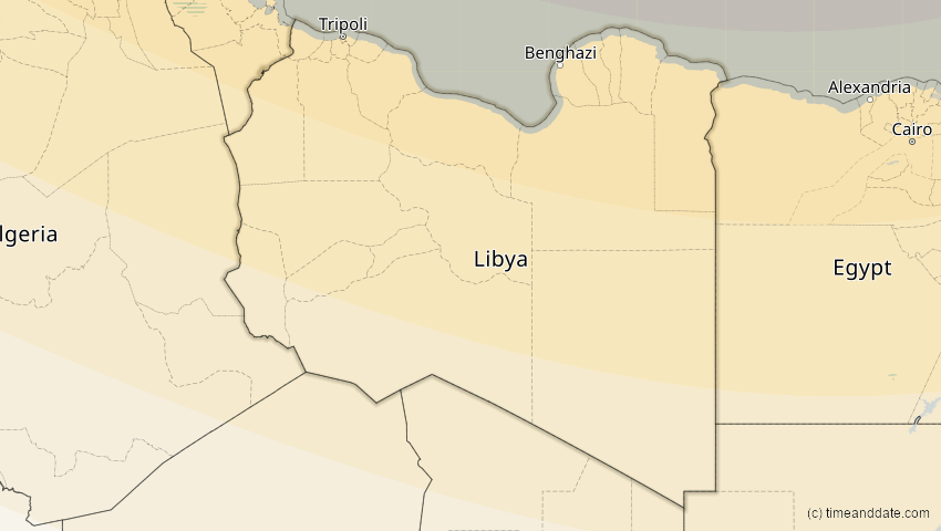 A map of Libyen, showing the path of the 4. Jan 2011 Partielle Sonnenfinsternis