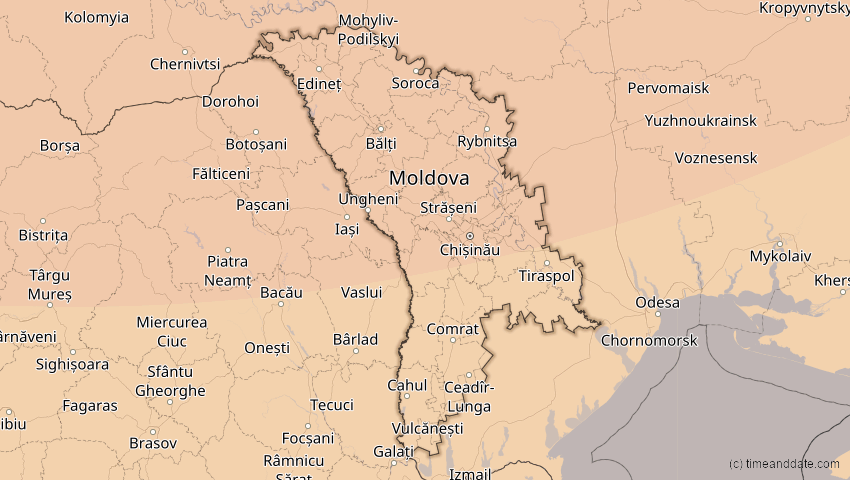 A map of Moldawien, showing the path of the 4. Jan 2011 Partielle Sonnenfinsternis