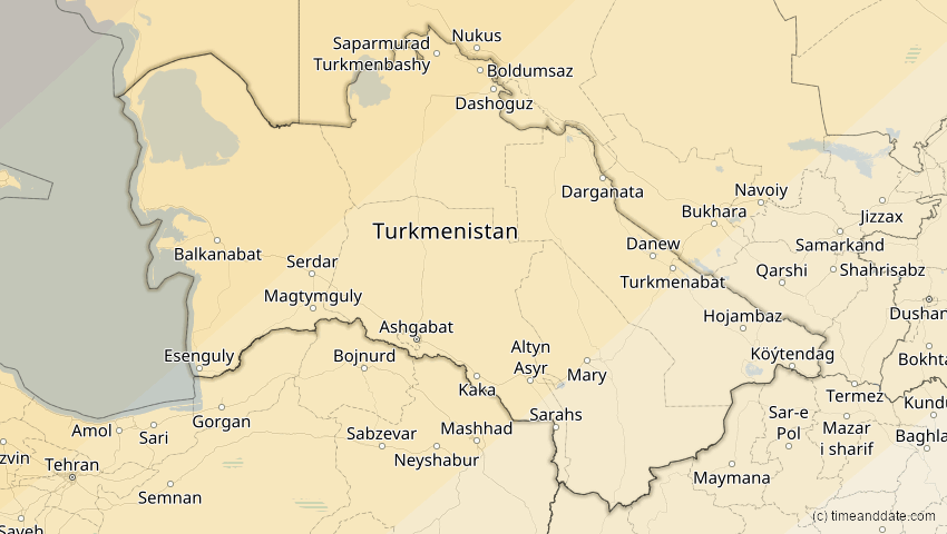 A map of Turkmenistan, showing the path of the 4. Jan 2011 Partielle Sonnenfinsternis