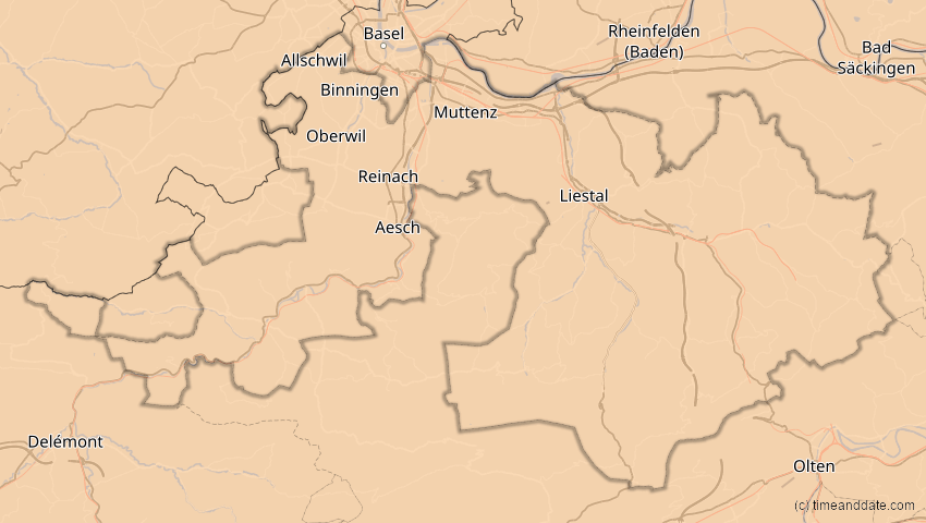 A map of Basel-Landschaft, Schweiz, showing the path of the 4. Jan 2011 Partielle Sonnenfinsternis