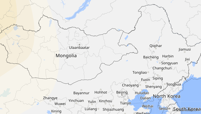 A map of Innere Mongolei, China, showing the path of the 4. Jan 2011 Partielle Sonnenfinsternis
